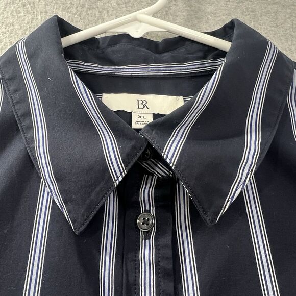 Banana Republic Sz XL Womens Button Up Shirt Long Sleeve Blue/White Striped - Picture 11 of 16